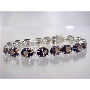 SB003, Smoky Quartz, 925 Sterling Silver Bracelet