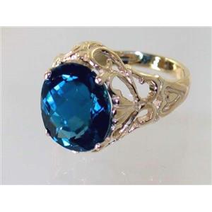 10K, 14K or 18K Gold Ladies Ring, London Blue Topaz, R114