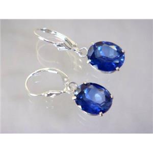 925 Sterling Silver Earrings, Created Blue Sapphire, SE207