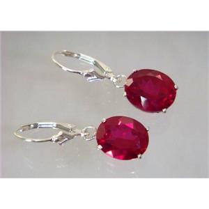 925 Sterling Silver Earrings, Created Ruby, SE207