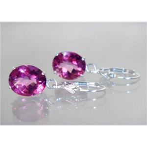 925 Sterling Silver Earrings, Pure Pink Topaz, SE207