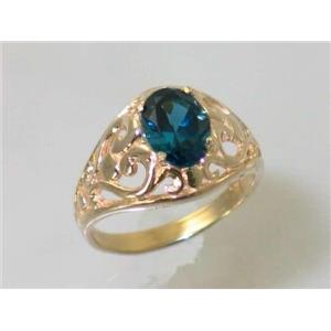 10K, 14K or 18K Gold Ladies Ring, London Blue Topaz, R111