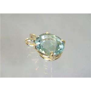 P040, Green Amethyst, 14k Gold Pendant