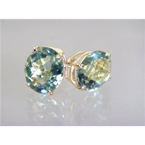 14k Gold Post Earrings, Green Amethyst, E202