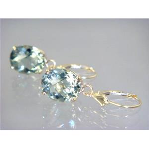 14k Gold Leverback Earrings, Green Amethyst, E207