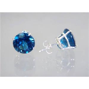 925 Sterling Silver Post Earrings, London Blue Topaz, SE212
