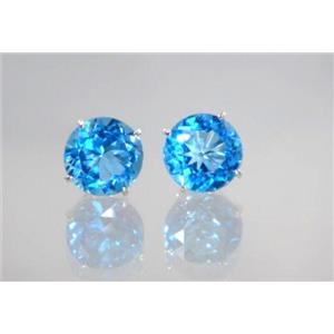 925 Sterling Silver Post Earrings, Swiss Blue Topaz, SE212