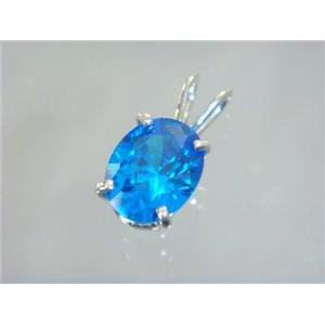 925 Sterling Silver Pendant, Swiss Blue CZ , SP002