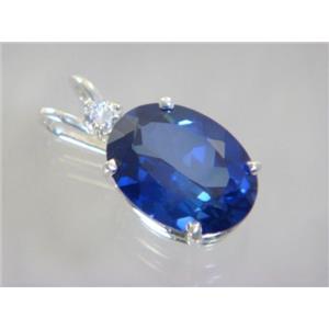 925 Sterling Silver Pendant, Created Blue Sapphire, SP018