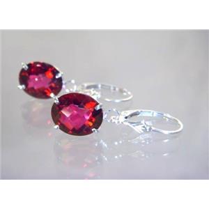 925 Sterling Silver Earrings, Crimson Topaz, SE207