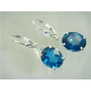 925 Sterling Silver Earrings, London Blue Topaz, SE207