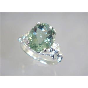 Green Amethyst, 925 Sterling Silver Ring, SR154