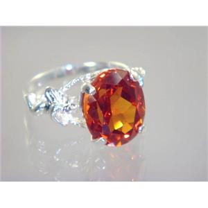 Created Padparadsha Sapphire, 925 Silver Ring, SR154