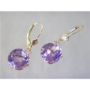 14k Gold Leverback Earrings, Amethyst, E217