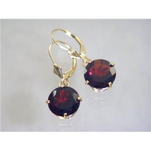 14k Gold Leverback Earrings, Mozambique Garnet, E217