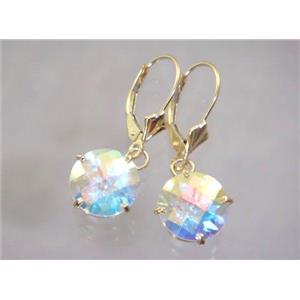 14k Gold Leverback Earrings, Mercury Mist Topaz, E217