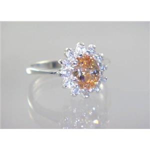 SR235, Champagne CZ, 925 Sterling Silver Ring