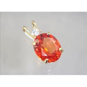 P022, Padparasha CZ 14K Gold Pendant w/ accent