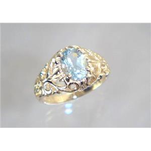 10K, 14K or 18K Gold Ladies Ring, Aquamarine, R113