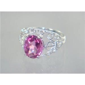 SR162, Pure Pink Topaz, 925 Sterling Silver Ring
