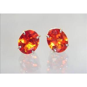 14k Gold Post Earrings, Created Padparadscha Sapphire, E102