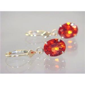14k Gold Leverback Earrings, Padparadscha Sapphire, E107