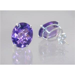 925 Sterling Silver Post Earrings, Amethyst, SE202