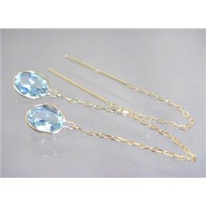 14k Gold Threader Earrings, Aquamarine, E005