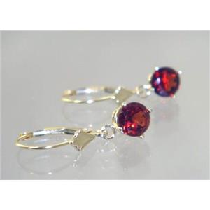 14k Gold Leverback Earrings, Mozambique Garnet, E017
