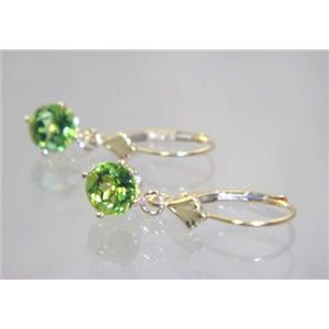 14k Gold Leverback Earrings, Peridot, E017