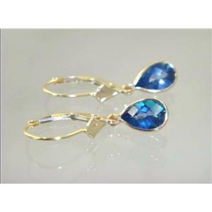 14k Gold Leverback Earrings, Neptune Garden Topaz, E021