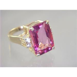 10K, 14K or 18K Gold Ladies Ring, Pure Pink Topaz, R201