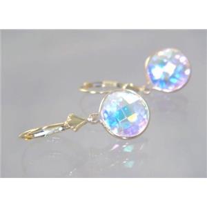 14k Gold Leverback Earrings, Mercury Mist Topaz, E211