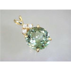 P087, Green Amethsyt 14k Gold Pendant
