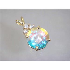 P087, Mercury Mist Topaz 14k Gold Pendant