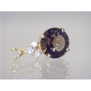 P087, Smoky Quartz 14k Gold Pendant