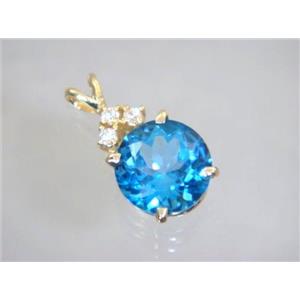 P087, Swiss Blue Topaz 14k Gold pendant