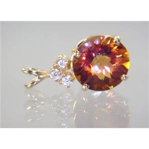 P087, Twilight Fire Topaz 14k Gold Pendant