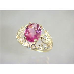 10K, 14K or 18K Gold Ladies Ring, Pure Pink Topaz, R162