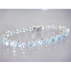 SB001, Aquamarine, 925 Sterling Silver Bracelet