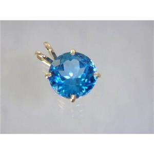 P088, Swiss Blue Topaz 14K Gold Pendant