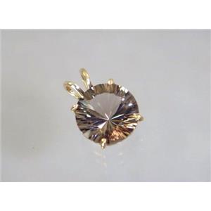 P089, Smoky Quartz 14K Gold Pendant