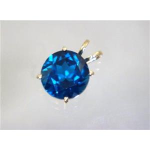 P089, London Blue Topaz 14K Gold Pendant