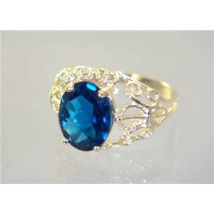 10K, 14K or 18K Gold Ladies Ring, London Blue Topaz, R162