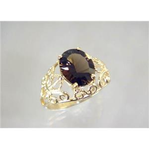 10K, 14K or 18K Gold Ladies Ring, Smoky Quartz, R162