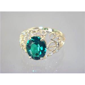 10K, 14K or 18K Gold Ladies Ring, Russian Nanocrystal Emerald, R162