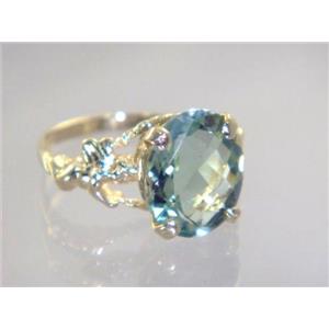 10K, 14K or 18K Gold Angel Ring, Green Amethyst, R154