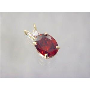 P020, Garnet CZ, 14K Gold Pendant