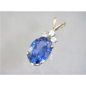 P043, Created Sapphire 14K Gold Pendant