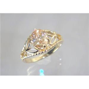 10K, 14K or 18K Gold Ladies Ring, Champagne CZ, R137